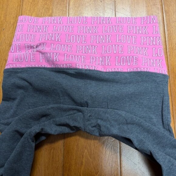 Victorias Secret LOVE PINK Flare Foldover Yoga Pants Y2K Size M Bling Spellout - Picture 5 of 12